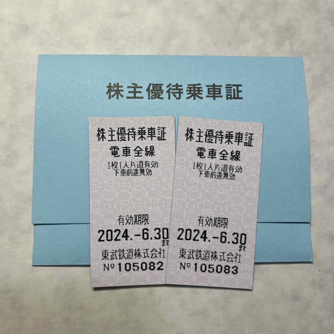 東武鉄道 株主優待乗車証 2枚 チケットの乗車券/交通券(鉄道乗車券)の商品写真