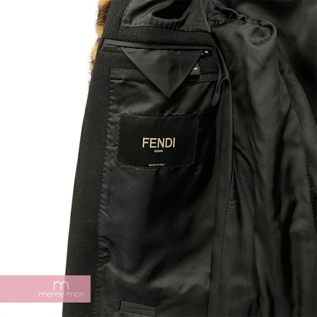 FENDI(フェンディ)のFENDI Cashmere Chester Coat FF0107 A801 フェンディ カシミヤチェスターコート ロングコート ミンクファー ズッカ柄 切替 ブラック×ブラウン サイズ52 【240119】【中古-A】【me04】 メンズのジャケット/アウター(その他)の商品写真