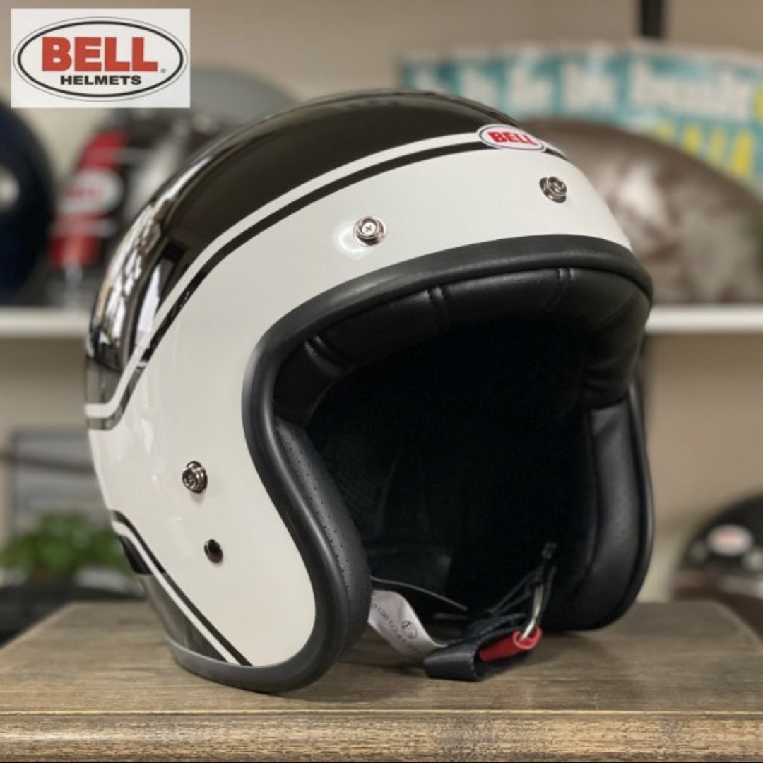 ヘルメット/シールド☆BELL CUSTOM500 ベル ジェットヘルメット ブラック&ホワイト/L
