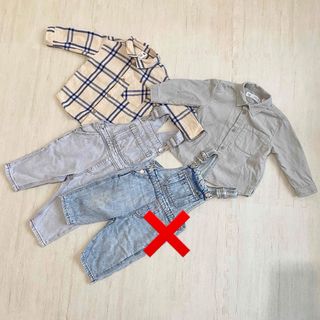 ザラキッズ(ZARA KIDS)のZarakids H&M サロペット　シャツ　3点セット　75〜80cm(ロンパース)