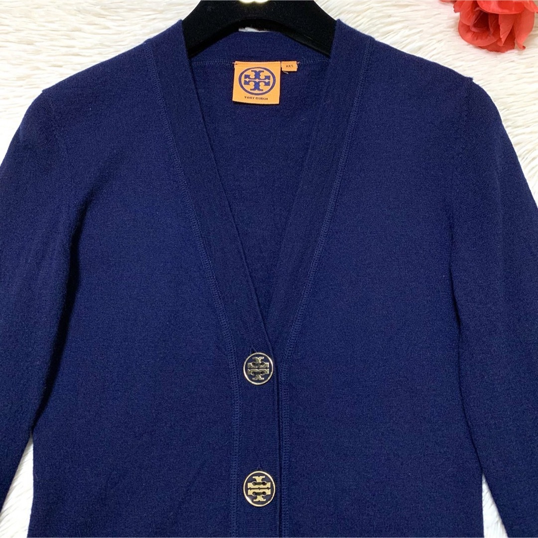 Tory Burch(トリーバーチ)の【良品】TORY BURCH カーディガン ロゴボタン カシミヤ100% レディースのトップス(カーディガン)の商品写真