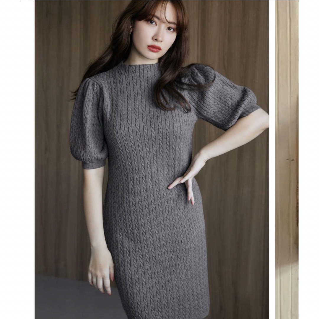 Her lip to(ハーリップトゥ)のこはる様専用Puff Sleeve Cable Knit Dress  レディースのワンピース(ひざ丈ワンピース)の商品写真