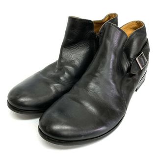 ★whoop-de-doo フープディドゥ レザーサイドジップ バックルシューズ ブラック Size 40 (25cm)(ブーツ)