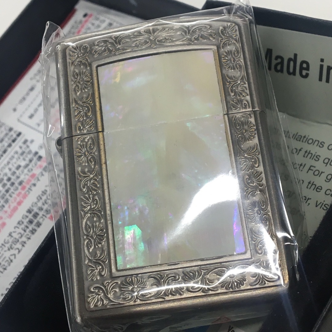 ZIPPO(ジッポー)のZIPPO 新品未使用 シェル 白蝶貝 ホワイト貝貼アラベスク装飾 天然素材 メンズのファッション小物(タバコグッズ)の商品写真