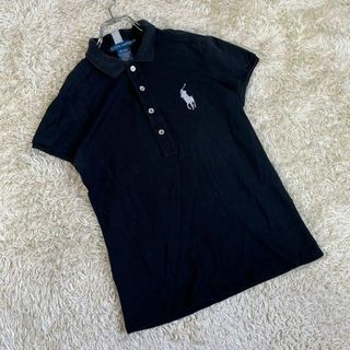 ラルフローレン(Ralph Lauren)のRALPH LAUREN (S) ロゴ入り ブラック ポロシャツ ボタン 半袖(ポロシャツ)