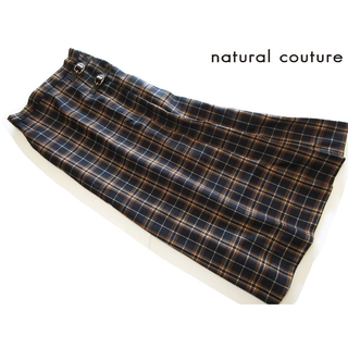 ナチュラルクチュール(natural couture)の新品natural couture サイドベルトチェック柄スカート/NV(ロングスカート)