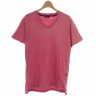 ディーゼル(DIESEL)のディーゼル Tシャツ カットソー 半袖 Vネック プリント XS ピンク(Tシャツ/カットソー(半袖/袖なし))