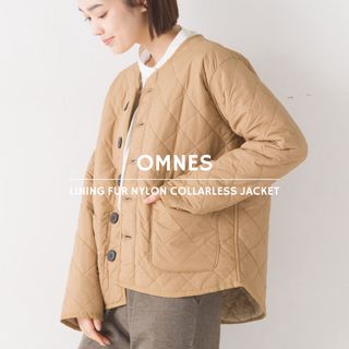 オムネス(OMNES)のOMNES 裏ファー高密度ナイロン キルティングノーカラージャケット(ナイロンジャケット)