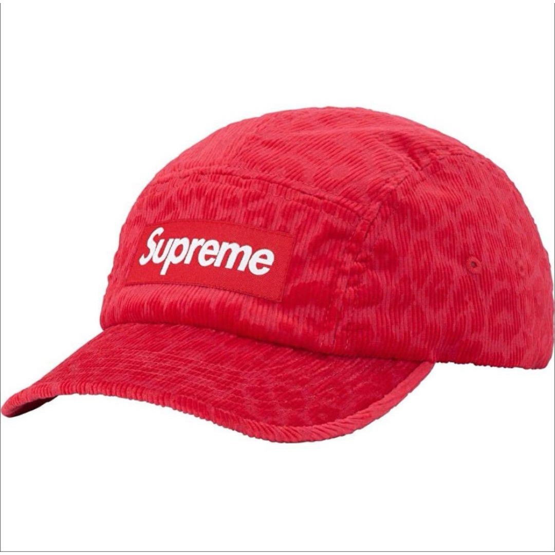 Supreme(シュプリーム)のSupreme Leopard Corduroy Camp Cap赤 メンズの帽子(キャップ)の商品写真