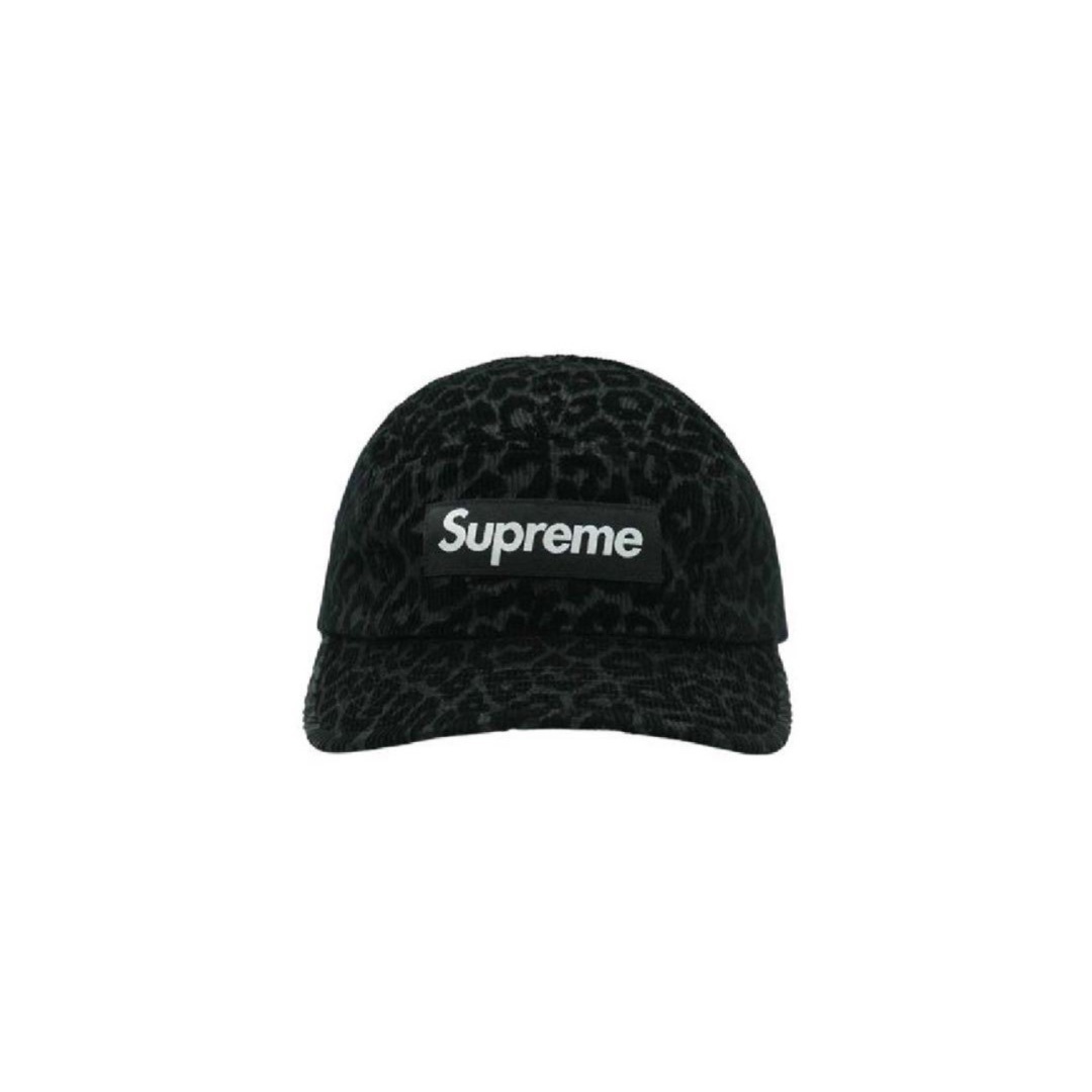 Supreme(シュプリーム)のSupreme Leopard Corduroy Camp Cap 黒 メンズの帽子(キャップ)の商品写真