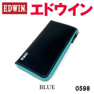 ブルー EDWIN エドウイン 0598 バイカラー L字ファスナー 長財布(長財布)