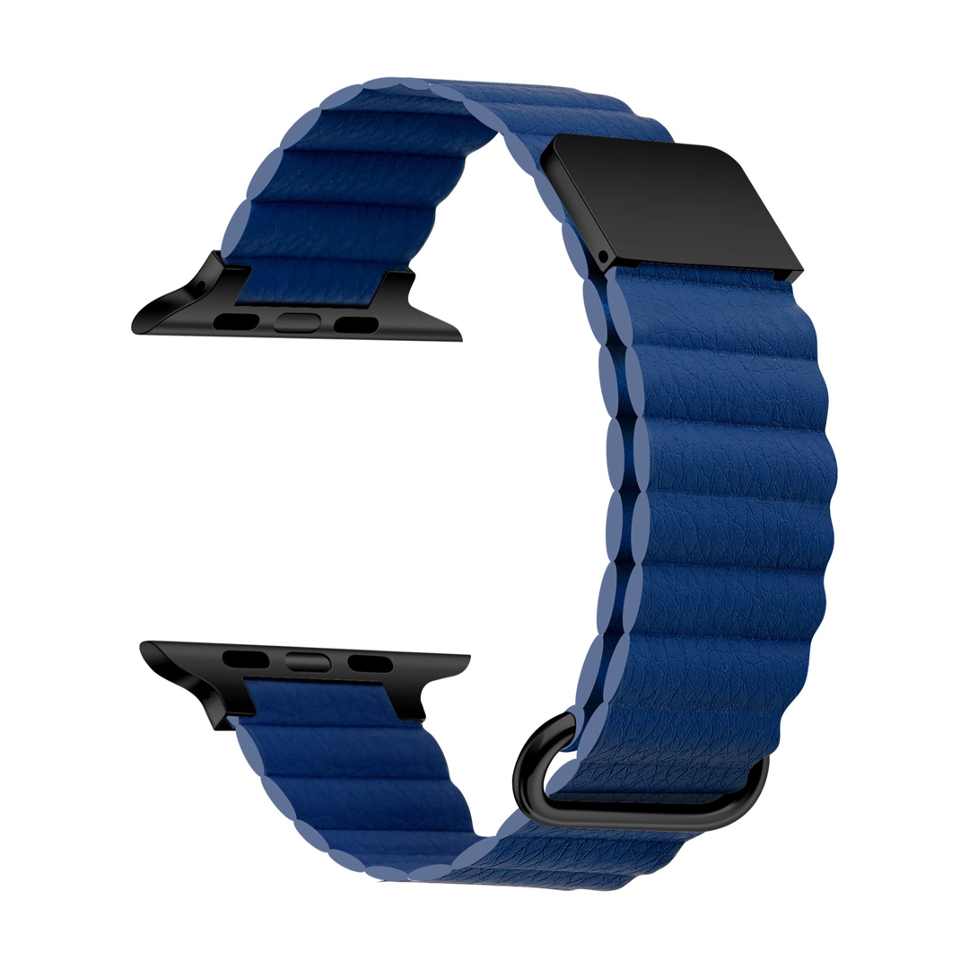 3700円Apple Watchマグネット式 PUレザー バンド　ダークグリーン メンズの時計(レザーベルト)の商品写真