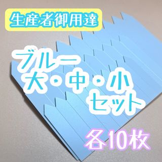 ラインラベル 小 中 大 青セット 各10枚 園芸ラベル カラーラベル 多肉植物(プランター)