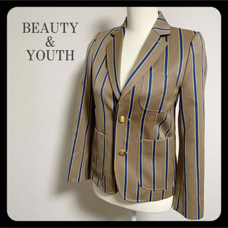 ビューティアンドユースユナイテッドアローズ(BEAUTY&YOUTH UNITED ARROWS)の【極美品】ビューティーアンドユース ストライプ テーラードジャケット(テーラードジャケット)