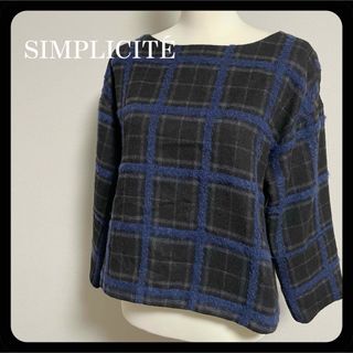 シンプリシテェ(Simplicite)のシンプリシテェ 長袖・七分袖 チェック柄 プルオーバー 黒 紺(シャツ/ブラウス(長袖/七分))