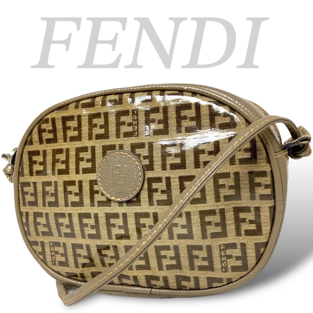 27 FENDI フェンディ　ミニショルダーバッグ　ズッキーノ　総柄　エナメル | フリマアプリ ラクマ
