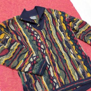 極美品✨coogi クージー  3Dニット ハーフジップ マルチカラー L