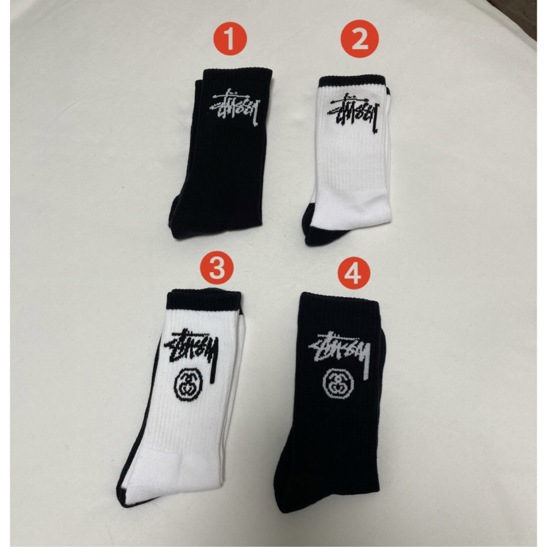 新品未使用　stussy ステューシー　ロゴハイソックス　2足セット　海外正規品 レディースのレッグウェア(ソックス)の商品写真