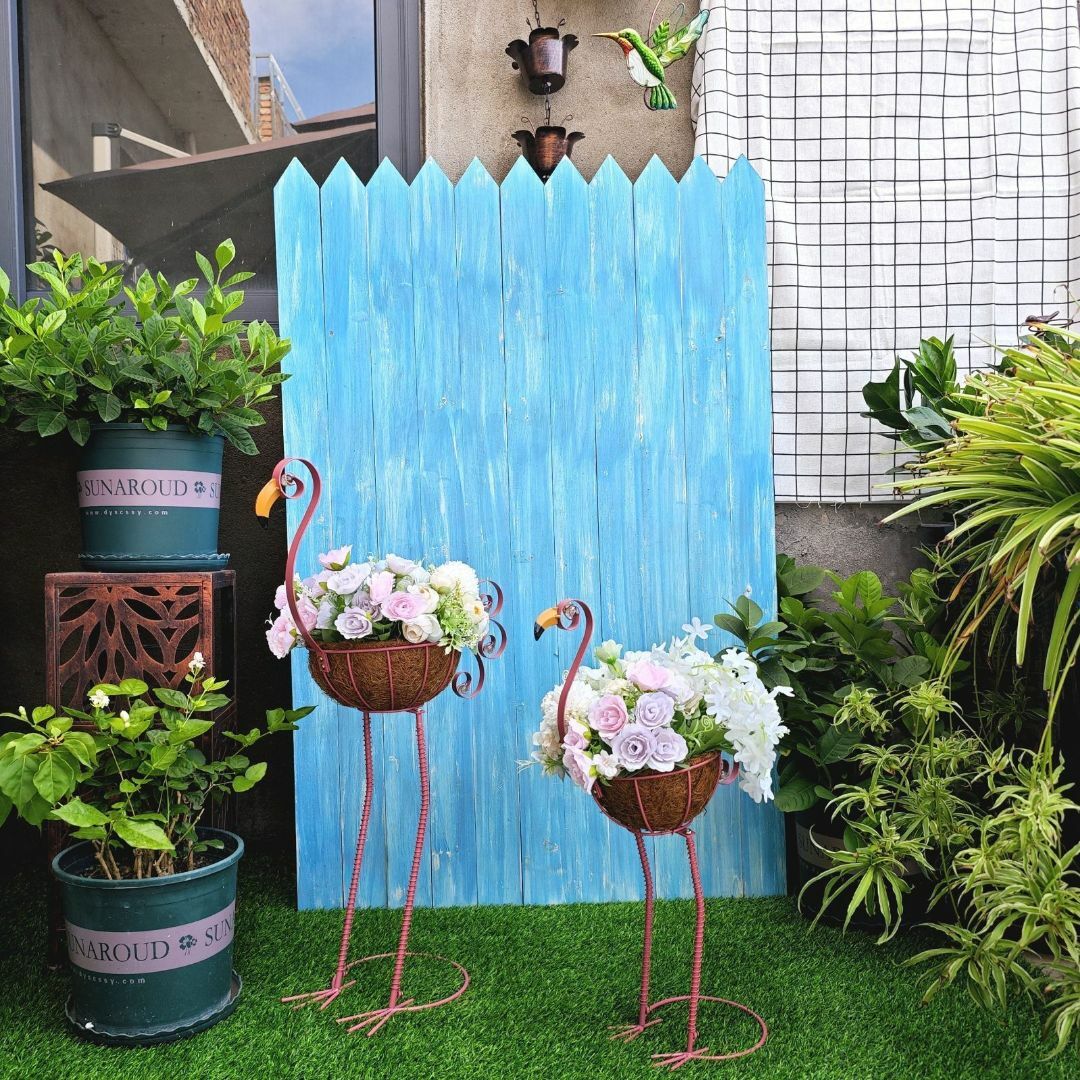 2セット フラミンゴ 植木鉢 プランター フラワーバスケット 屋外 2セット フラミンゴ 植木鉢 プランター フラワーバスケット 屋外