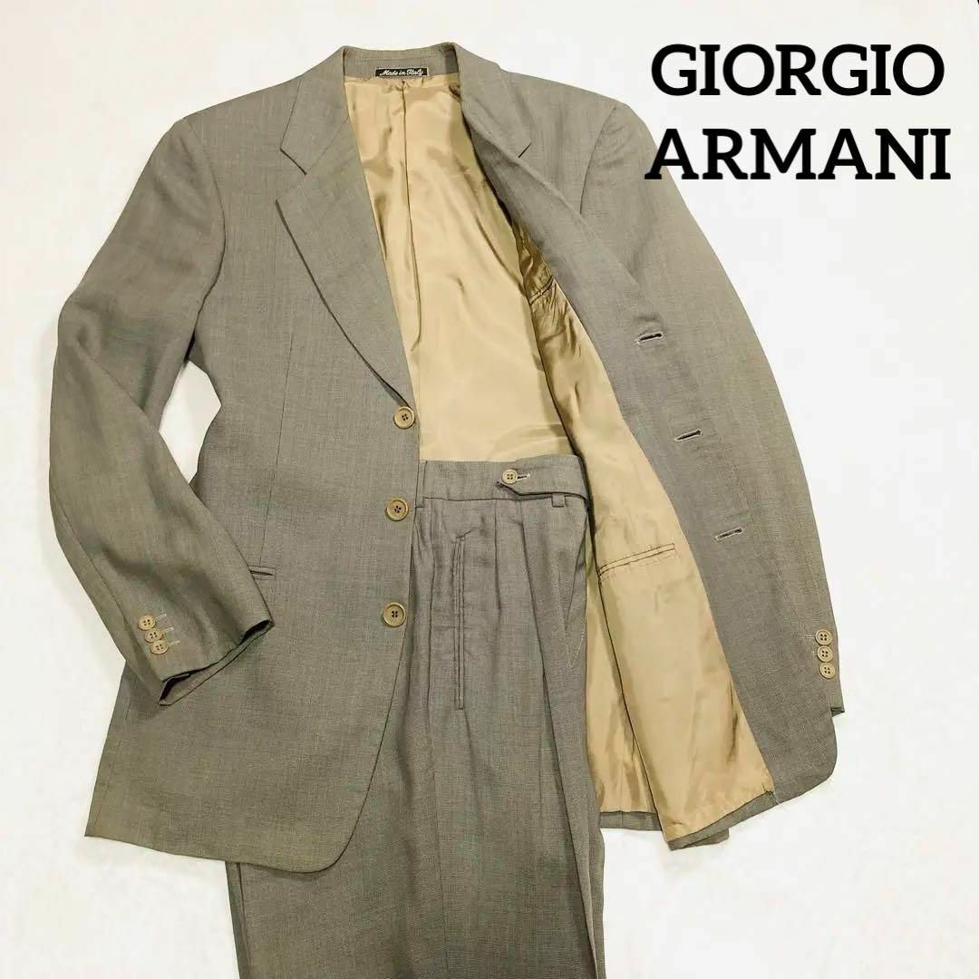 Giorgio Armani(ジョルジオアルマーニ)のGIORGIO ARMANI　セットアップ　カーキ　グリーン　スーツ　緑　希少 メンズのスーツ(セットアップ)の商品写真