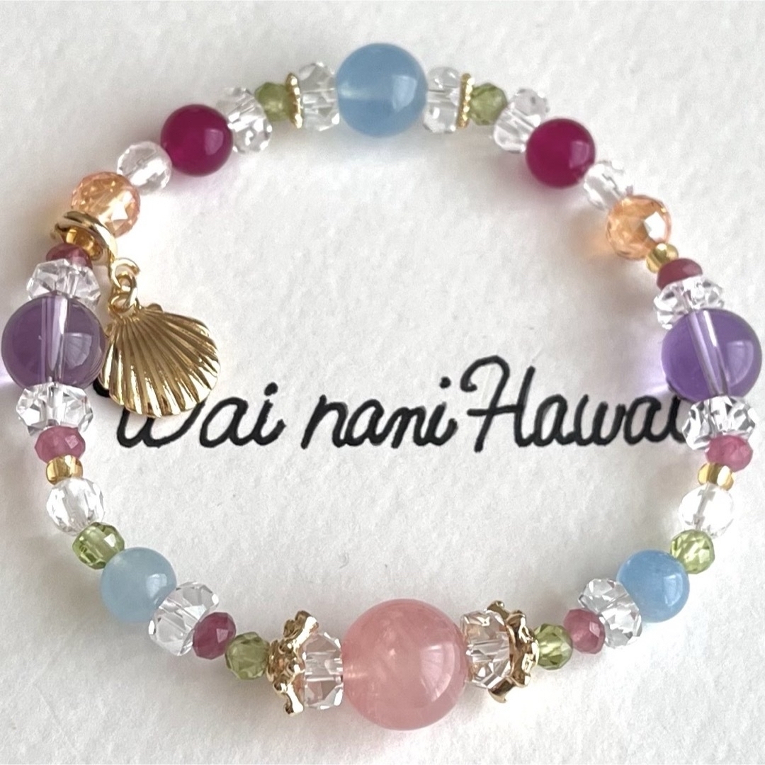 美人石『 Hawaiian bouquet アロハ 』ハワイアンパワーストーン レディースのアクセサリー(ブレスレット/バングル)の商品写真