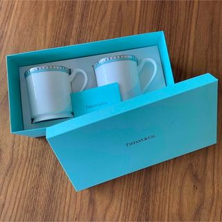 ティファニー(Tiffany & Co.)のTIFFANY&Co. ティファニー プラチナブルーバンドマグカップ 2個セット(グラス/カップ)