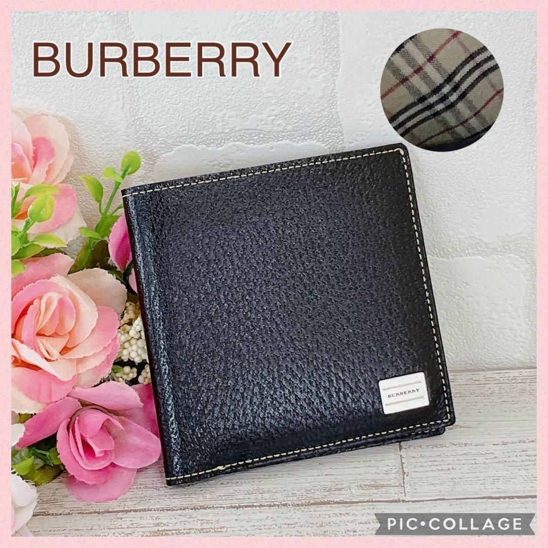 BURBERRY(バーバリー)の【 極美品 】BURBERRY バーバリー 折財布  二つ折り ノバチェック 黒 メンズのファッション小物(折り財布)の商品写真