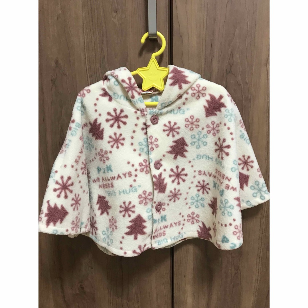 最終値下げ☆フリースポンチョ95cm キッズ/ベビー/マタニティのキッズ服女の子用(90cm~)(ジャケット/上着)の商品写真