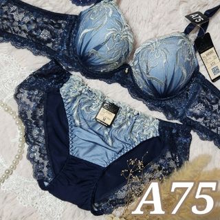 №440【A75】グレースボタニカル育乳脇高ブラジャー&フルバックショーツ(ブラ&ショーツセット)