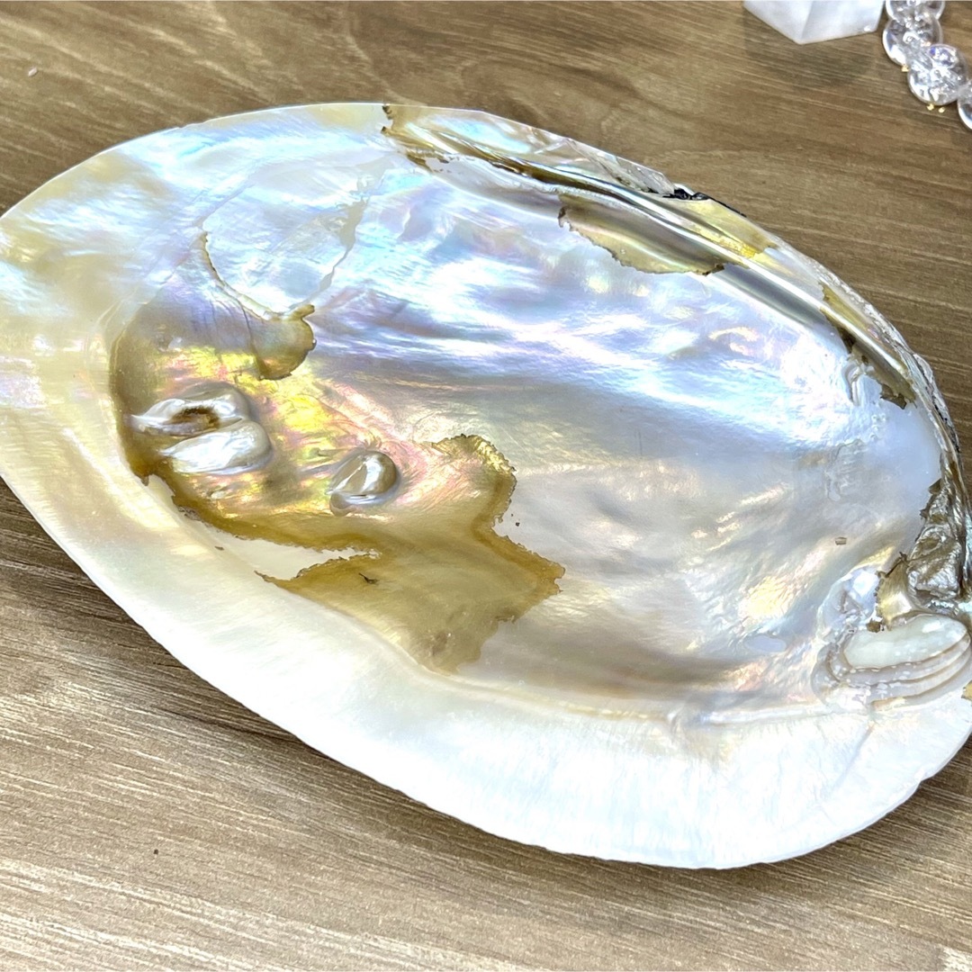 3点水晶浄化セット 丸玉　天然石さざれ　真珠貝殻 パワーストーン 開運　水晶玉  インテリア/住まい/日用品のインテリア小物(置物)の商品写真