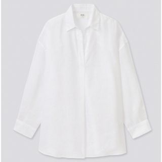 ユニクロ(UNIQLO)のプレミアムリネンスキッパーシャツ七分袖 ホワイトM UNIQLOユニクロ(シャツ/ブラウス(長袖/七分))