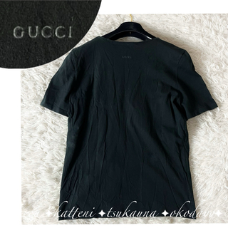 グッチ(Gucci)のグッチ ブランドロゴ ワンポイント コットン Tシャツ 黒 ブラック M(Tシャツ(半袖/袖なし))