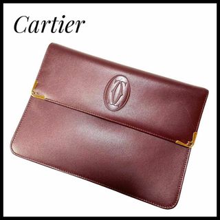 Cartier - カルティエ マストライン クラッチバッグ ストラップ付  レザー ボルドー