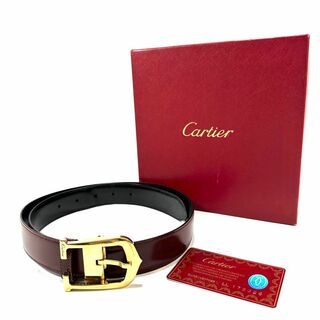 カルティエ(Cartier)のカルティエ　ベルト　箱付き　ギャランティカード付き　ボルドー　ゴールド　男女兼用(ベルト)