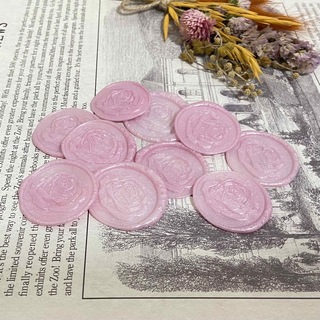 シーリングワックス スタンプシール 薔薇 ピンク 10枚(カード/レター/ラッピング)