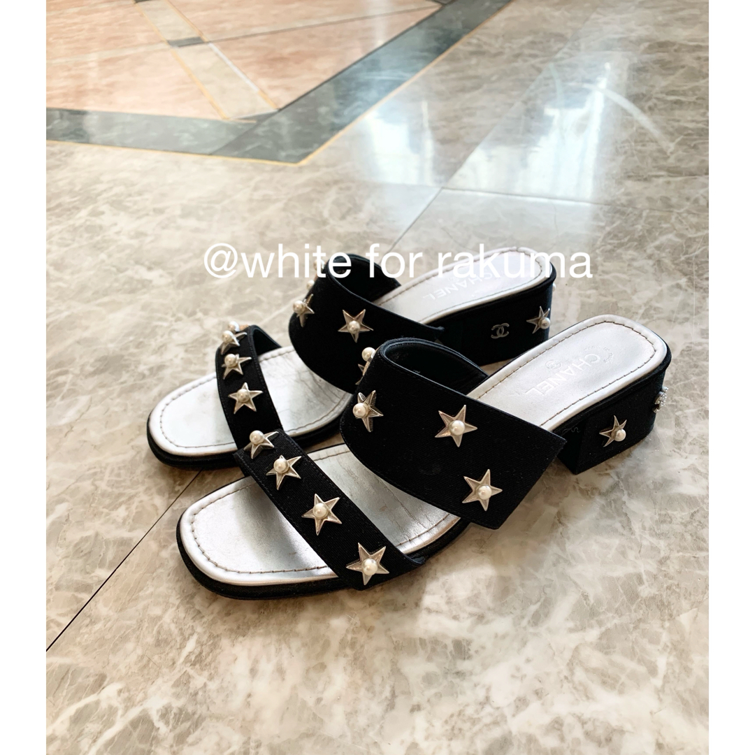 CHANEL(シャネル)のCHANEL パールココマークとお星様サンダル ブラック×シルバー レディースの靴/シューズ(サンダル)の商品写真