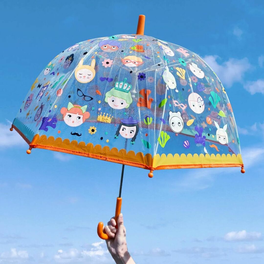 傘 子供 女の子 透明 カサ 小学生 ビニール傘 かわいい 色が変わる オレンジ キッズ/ベビー/マタニティのベビー服(~85cm)(その他)の商品写真