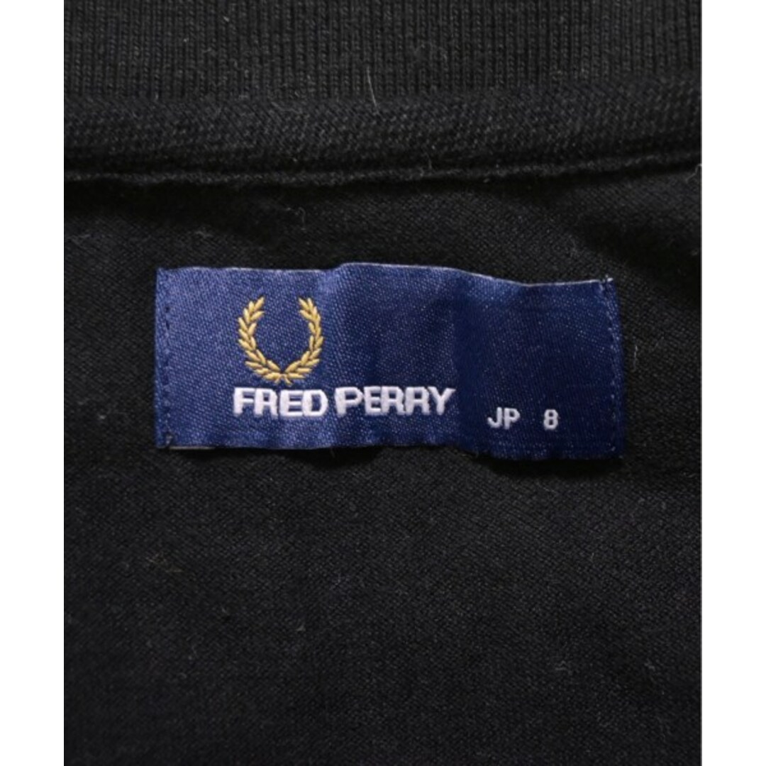 FRED PERRY(フレッドペリー)のFRED PERRY フレッドペリー ポロシャツ 8(S位) 黒xオフホワイト 【古着】【中古】 レディースのトップス(ポロシャツ)の商品写真