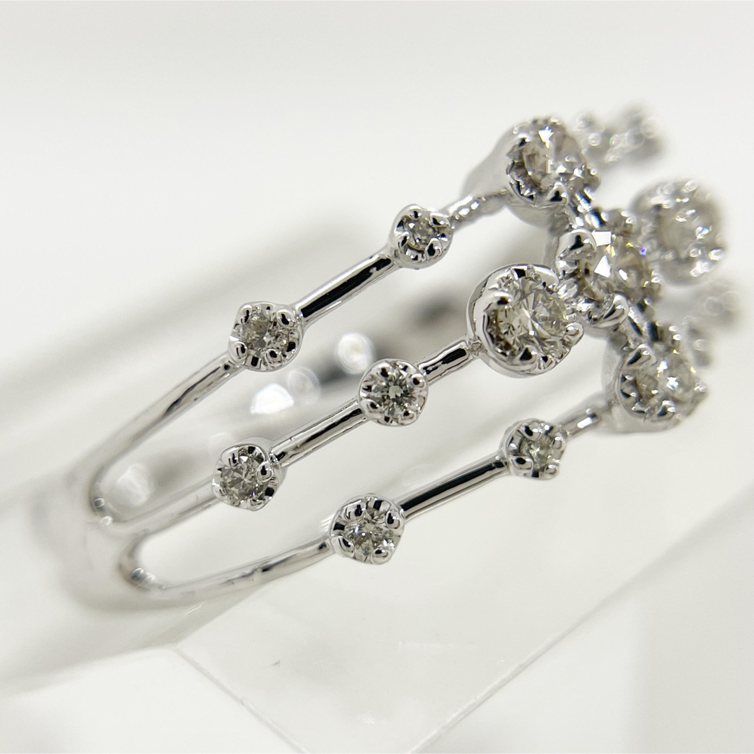 [新品同様]K18WGホワイトゴールド金天然ダイヤモンドリング指輪日本製 レディースのアクセサリー(リング(指輪))の商品写真