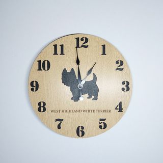 【名入れ・文字入れ 】ウェスティ 壁掛け丸時計 ベージュ木目 静音時計(掛時計/柱時計)