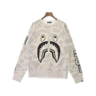 アベイシングエイプ(A BATHING APE)のA BATHING APE スウェット M 白xグレーx黄(総柄) 【古着】【中古】(スウェット)