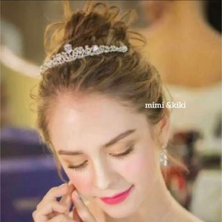 ティアラキュービックジルコニア低めヘッドドレス結婚式ウェディングヘアアクセサリー(ヘッドドレス/ドレス)