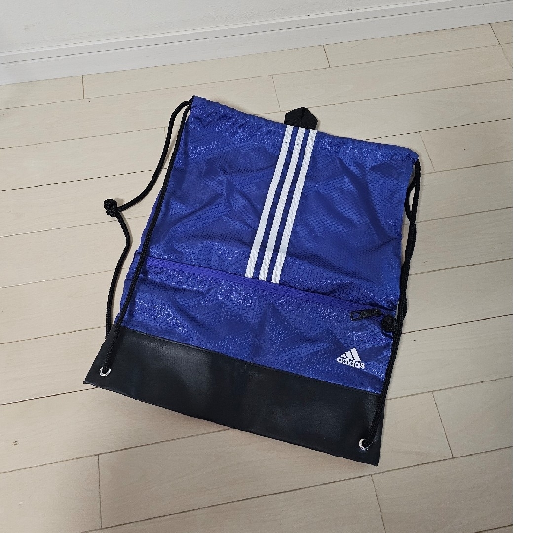 adidas(アディダス)のチョコ様専用　adidas 青×黒×白3本ライン ナップザック メンズのバッグ(バッグパック/リュック)の商品写真