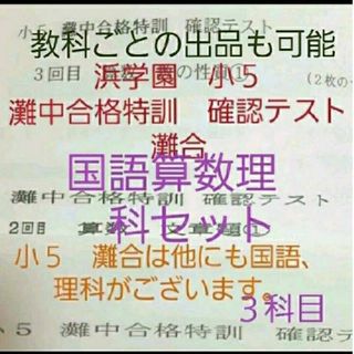 浜学園　小５　灘中合格特訓　確認テスト　国語算数理科　一年分(語学/参考書)