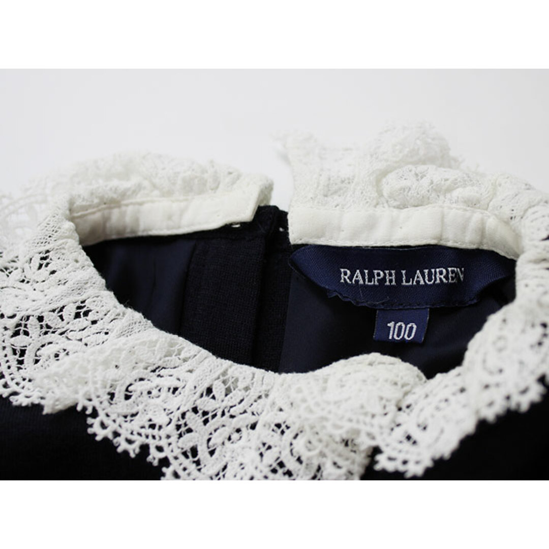 Ralph Lauren(ラルフローレン)の【新入荷!】▲ラルフローレン/Ralph Lauren▲100cm 長袖ワンピース 濃紺 衿＆袖2way フォーマル 入園式 結婚式 発表会 お受験 お稽古 見学会 七五三 冠婚葬祭【中古】子供服 キッズ kids 女の子 fml 121042 キッズ/ベビー/マタニティのキッズ服女の子用(90cm~)(ワンピース)の商品写真