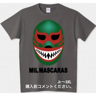 プリントスター(Printstar)のミル・マスカラス Tシャツ サメ口 プロレス チャンピオン 紺 ルチャリブレ 鮫(Tシャツ/カットソー(半袖/袖なし))