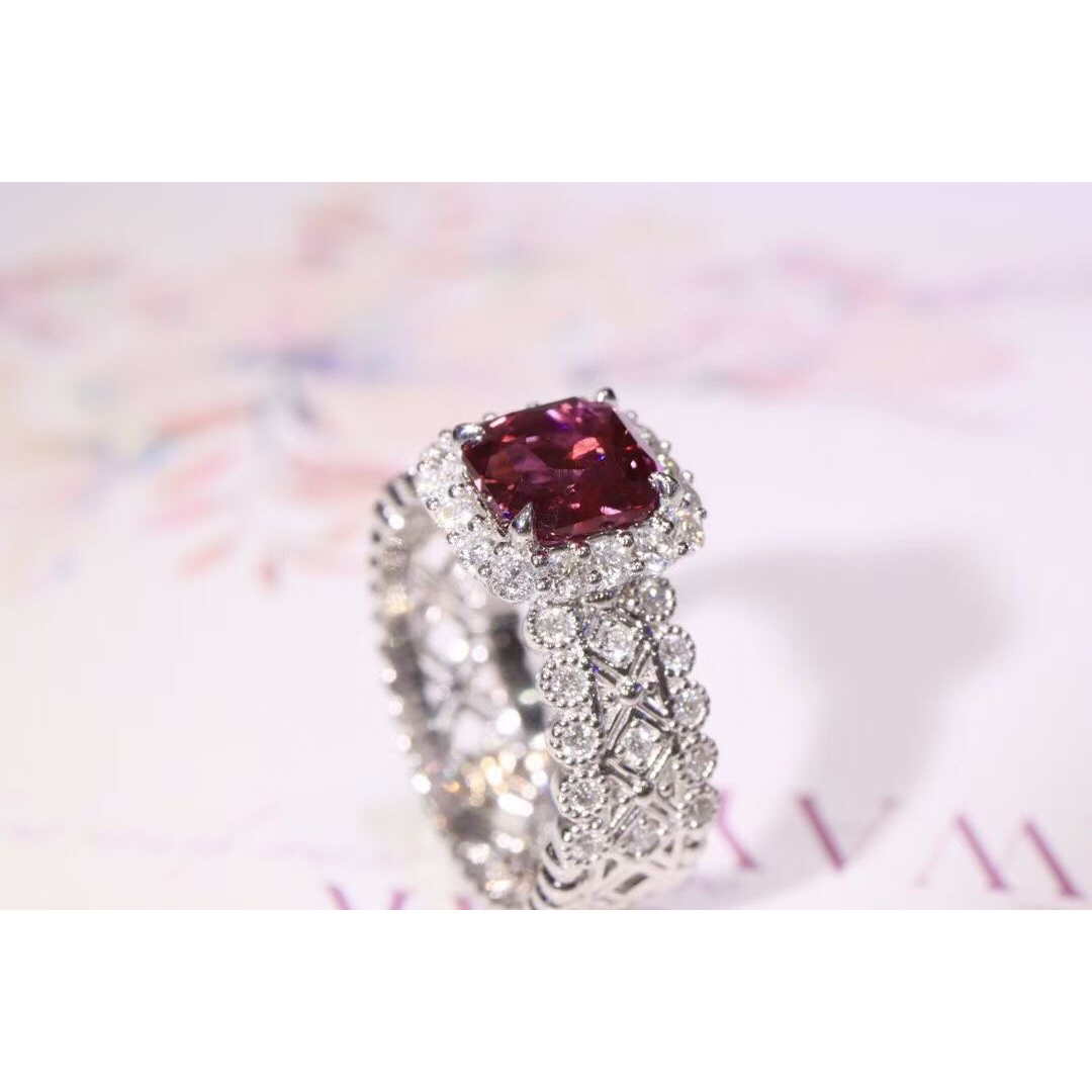 天然ピンク パープル サファイア  ダイヤ リング2.01ct k18 f レディースのアクセサリー(リング(指輪))の商品写真