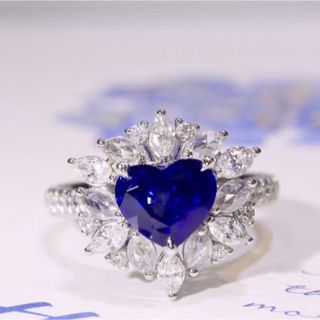 天然 ロイヤルブルーサファイア ダイヤ リング1.64ct k18 f(リング(指輪))