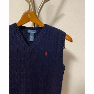 ポロラルフローレン(POLO RALPH LAUREN)のラルフローレン ケーブル編み コットンベスト ネイビー レディース M(ニット/セーター)