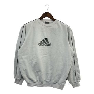 アディダス(adidas)の90年代 adidas アディダス センターロゴ サイドライン スウェット トレーナー スポーツ グレー (メンズ L相当) 中古 古着 P5135(スウェット)